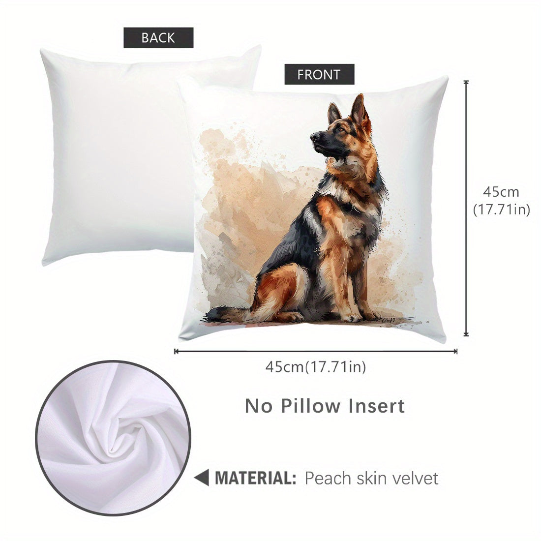 Contemporary German Shepherd Dog Portrait Throw Pillow Cover