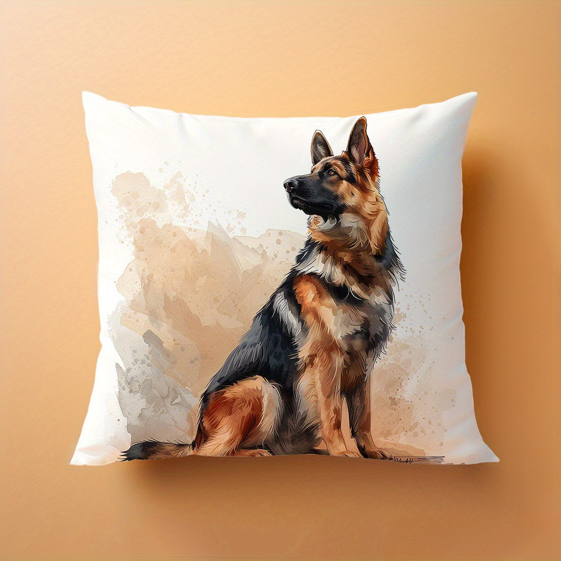 Contemporary German Shepherd Dog Portrait Throw Pillow Cover