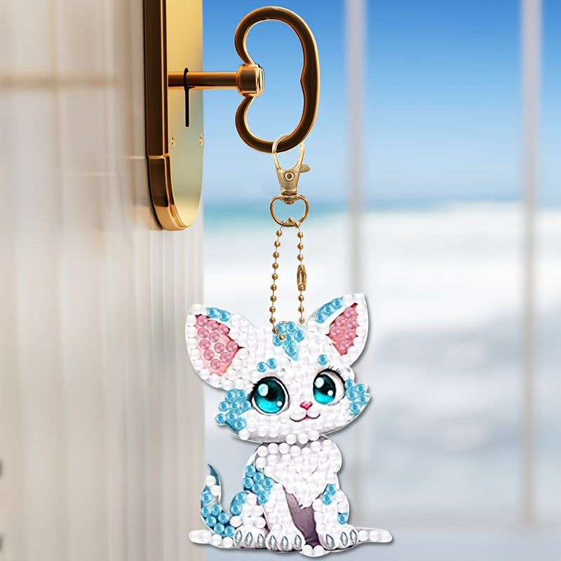 DIY Cat Diamond Painting Keychains