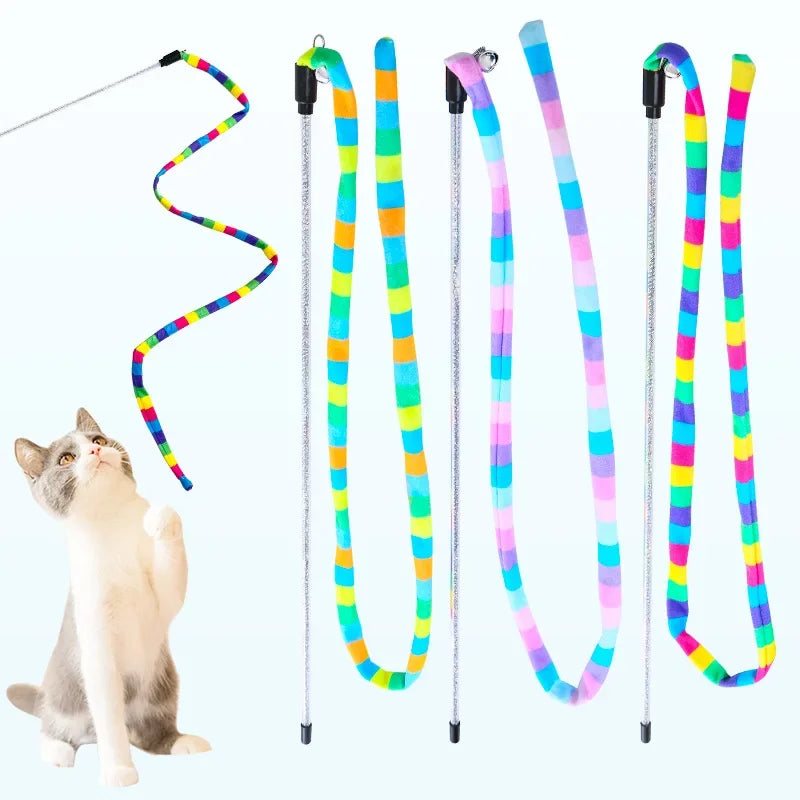 Cat Toys Rainbow Stripes Funny Cat Stick